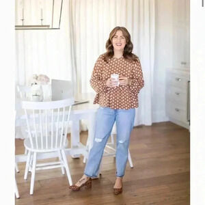 Joe Fresh x Jillian  Harris Mindy Polka Dot Peplum Top